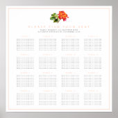 Poster Mariage rose orange 16 tables (Devant)