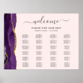 Poster Mariage rose pâle Agate d'or violet (Devant)