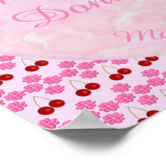 Poster Mariage rose Printemps Cerisiers en fleurs et ceri (Coin)