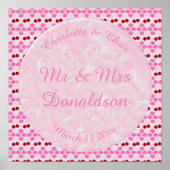 Poster Mariage rose Printemps Cerisiers en fleurs et ceri (Devant)