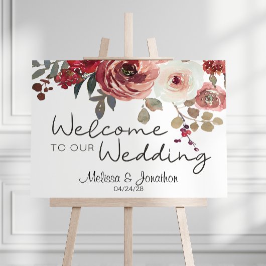 Poster Mariage Rose Red Blush Floral