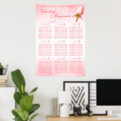Poster Mariage rose rose Bud Planner Table Planner 1-9 (Bureau à domicile)