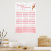 Poster Mariage rose rose Bud Planner Table Planner 1-9 (Cuisine)