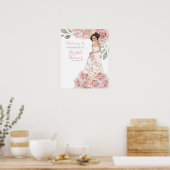Poster Mariage Rose Rose Fleurie de Bienvenue  (Cuisine)
