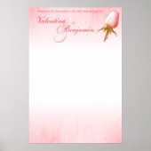 Poster Mariage rose rose Sièges Plan blanc (Devant)