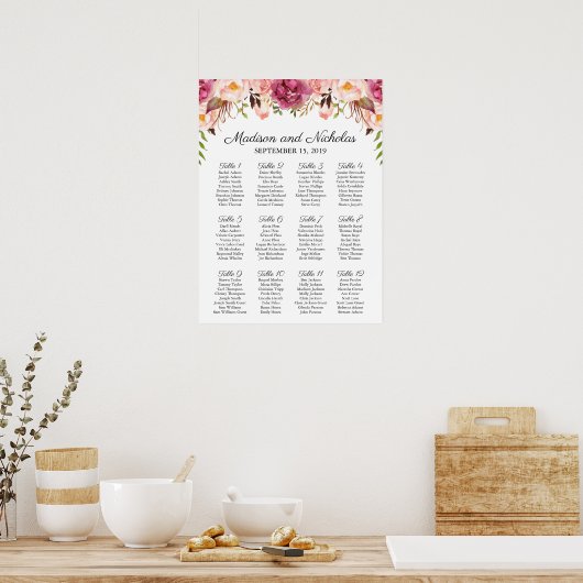 Poster Mariage rose rustique (Cuisine)