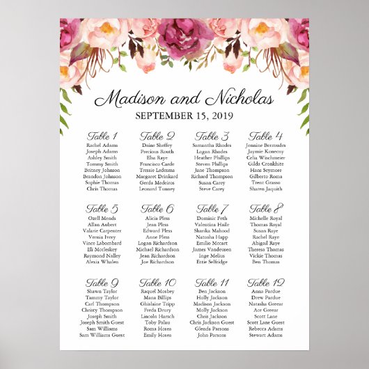 Poster Mariage rose rustique (Devant)