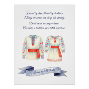 Poster Mariage roumain rustique Costumes folkloriques tra