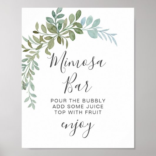 Poster Mariage rustique à l'aquarelle avec eucalyptus ver (Devant)
