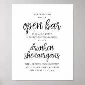 Poster Mariage Rustique Bar Ouvert, Frasques d'Ivrognes (Devant)