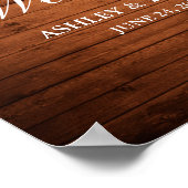 Poster Mariage Rustique Bois Bourgogne Aquarelle Florale (Coin)