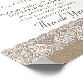 Poster Mariage rustique Burlap and Lace non connecté (Coin)