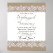 Poster Mariage rustique Burlap and Lace non connecté (Devant)