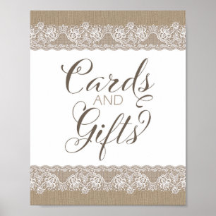 Poster Mariage rustique Burlap et dentelle, panneau de Fê