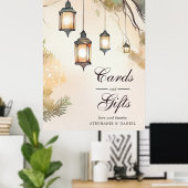 Poster Mariage Rustique Lanterne Marron, Vert Et Crème (Bureau à domicile)