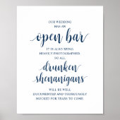 Poster Mariage Rustique Moderne : Bar Ouvert et Shenaniga (Devant)