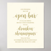 Poster Mariage Rustique Moderne : Bar Ouvert et Shenaniga (Devant)