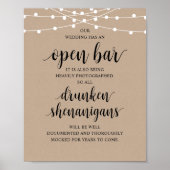 Poster Mariage Rustique Moderne : Bar Ouvert et Shenaniga (Devant)