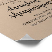 Poster Mariage Rustique Moderne : Bar Ouvert et Shenaniga (Coin)