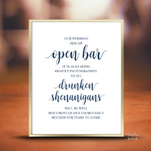 Poster Mariage Rustique Moderne : Bar Ouvert et Shenaniga