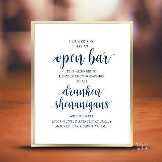 Poster Mariage Rustique Moderne : Bar Ouvert et Shenaniga
