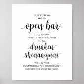 Poster Mariage Rustique Moderne : Bar Ouvert et Shenaniga (Devant)