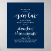Poster Mariage Rustique Moderne : Bar Ouvert et Shenaniga (Devant)