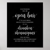Poster Mariage Rustique Moderne : Bar Ouvert et Shenaniga (Devant)
