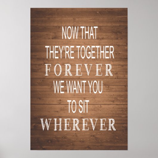 Poster Mariage rustique | panneau de grains de bois | s'a (Devant)