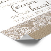 Poster Mariage rustique toile de jute et dentelle, En sou (Coin)