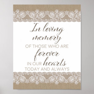 Poster Mariage rustique toile de jute et dentelle, En sou
