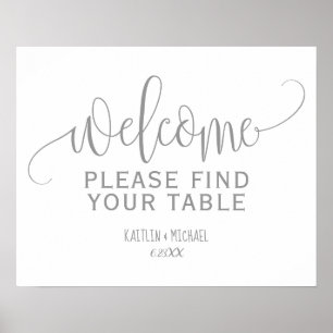 Poster Mariage rustique Trouvez votre panneau de table (G