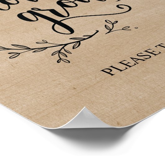 Poster Mariage Rustique Vins Laisser aimer Croissance aff (Coin)