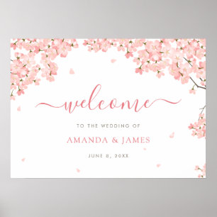 Poster Mariage Sakura Japanese Cherry Blossoms Bienvenue