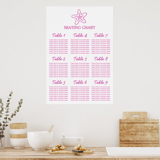 Poster Mariage Seastar Seastar Planner 1-9 (Cuisine)