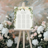 Poster Mariage Seating Chart Élégante Rose blanche