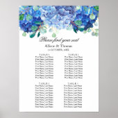 Poster Mariage Siège bannière de bienvenue bleu hydrangea (Devant)