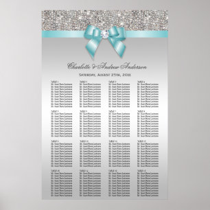 Poster Mariage Siege Graphique Séquin Silver Bow Turquois