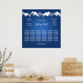 Poster Mariage Sièges Graphique Grunge Coeurs Bleu (Cuisine)