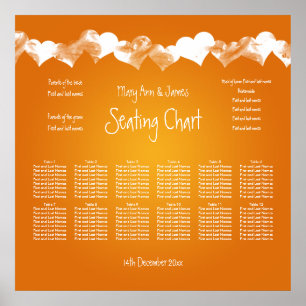 Poster Mariage Sièges Graphique Grunge Coeurs Orange