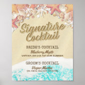 Poster Mariage Signature Boire Menu Été Plage Starfish (Devant)