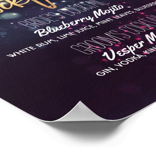 Poster Mariage Signature Boire Menu Floral String Lights (Coin)