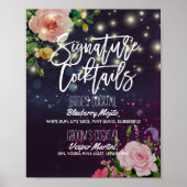 Poster Mariage Signature Boire Menu Floral String Lights (Devant)