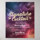 Poster Mariage Signature Boire Menu Galaxy Constellations (Devant)