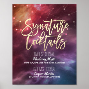 Poster Mariage Signature Boire Menu Galaxy Constellations