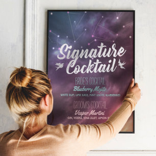 Poster Mariage Signature Boire Menu Galaxy Constellations