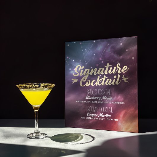 Poster Mariage Signature Boire Menu Galaxy Constellations