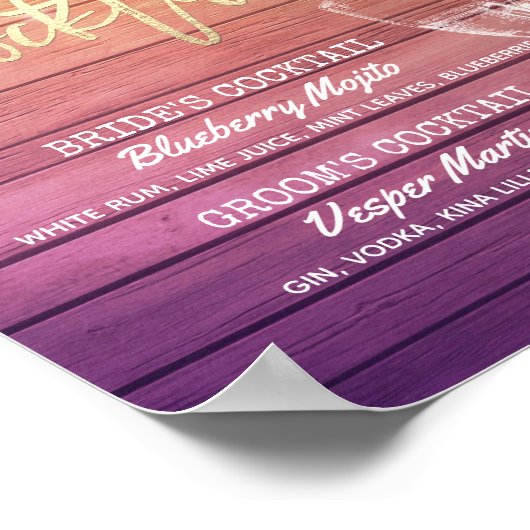 Poster Mariage Signature Boisson Menu Champagne Verre Boi (Coin)