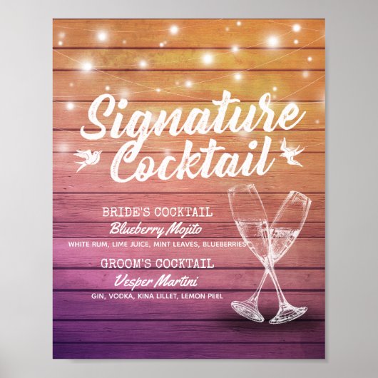 Poster Mariage Signature Boisson Menu Champagne Verre Boi (Devant)