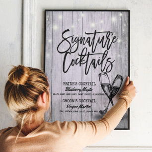 Poster Mariage Signature Boisson Menu Champagne Verre Boi
